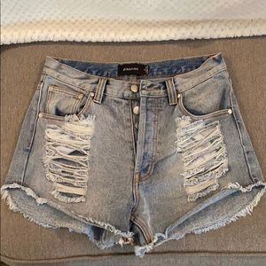 MinkPink distressed denim shorts
